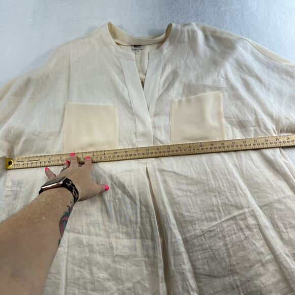 Anne Klein L Large Tunic Top Shirt Linen High Low Blouse Lagenlook Minimalist - Picture 13 of 16